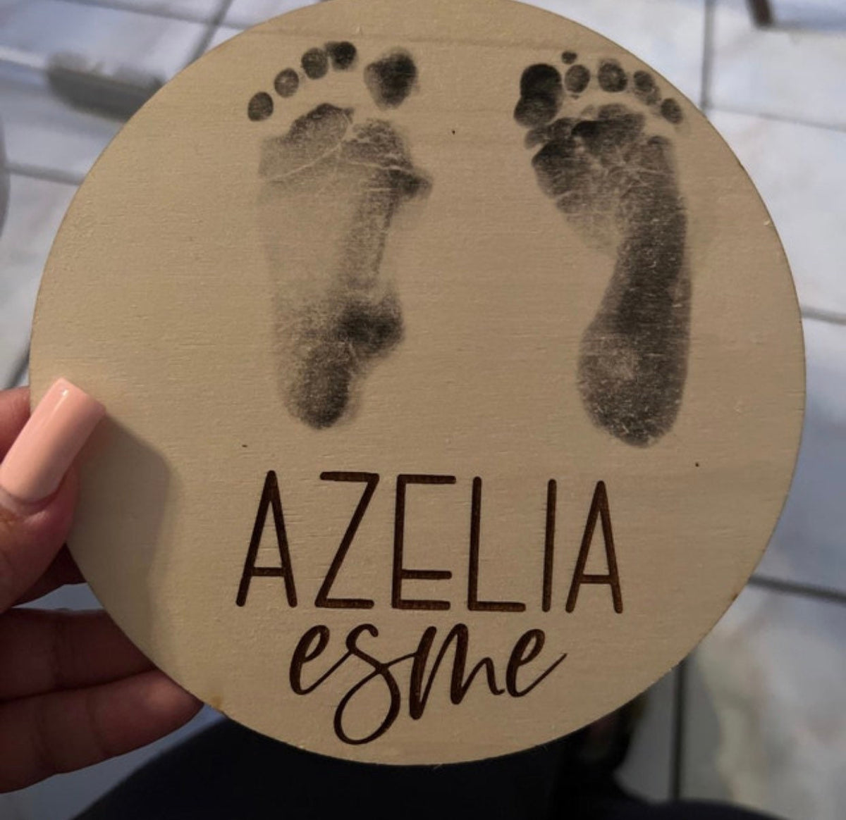 Footprint Ready Birth Announcement Name Circle