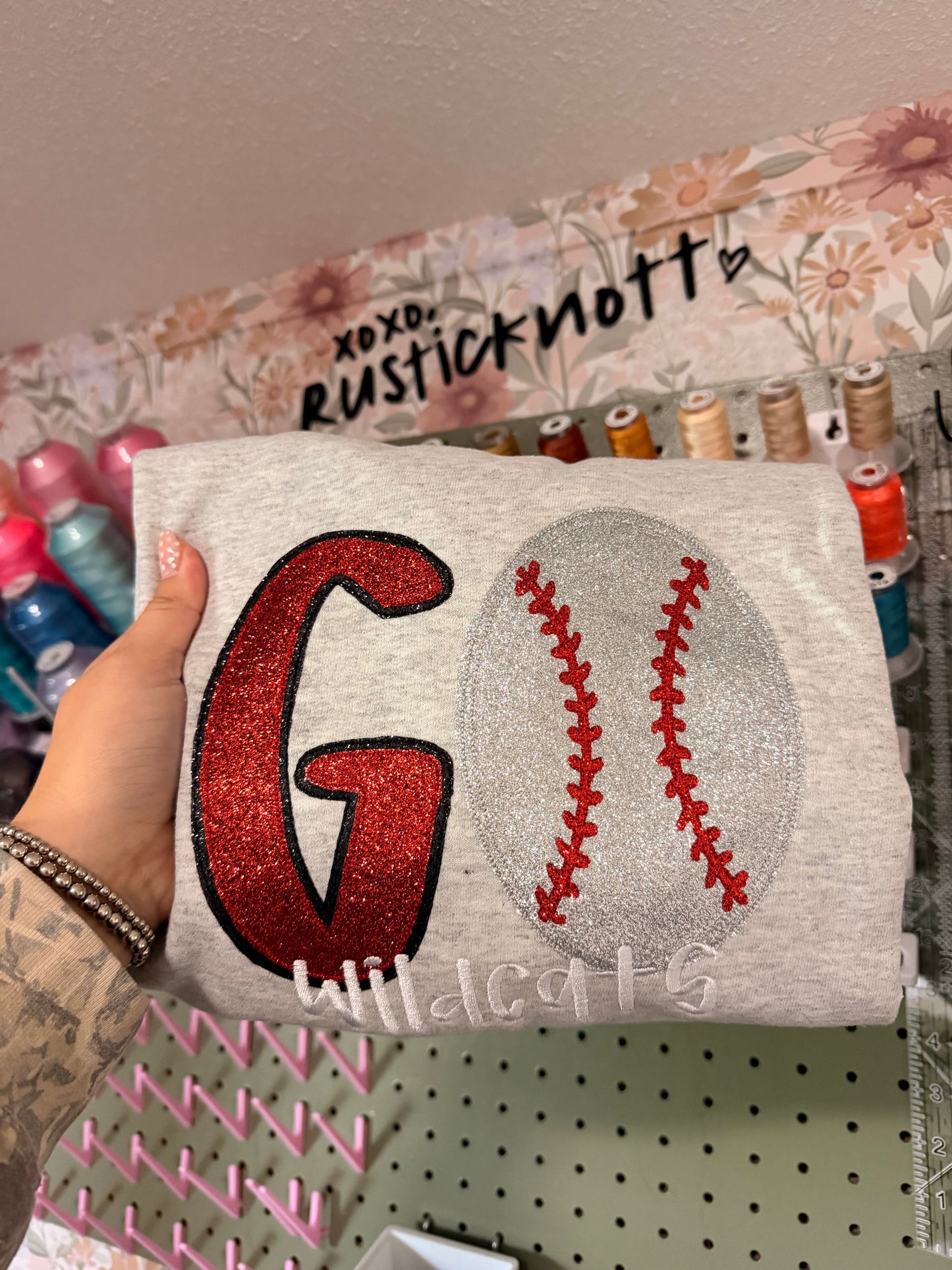 Go Wildcats Baseball Glitter - Embroidery Crew
