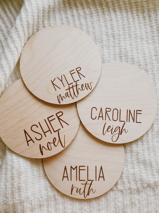 Footprint Ready Birth Announcement Name Circle
