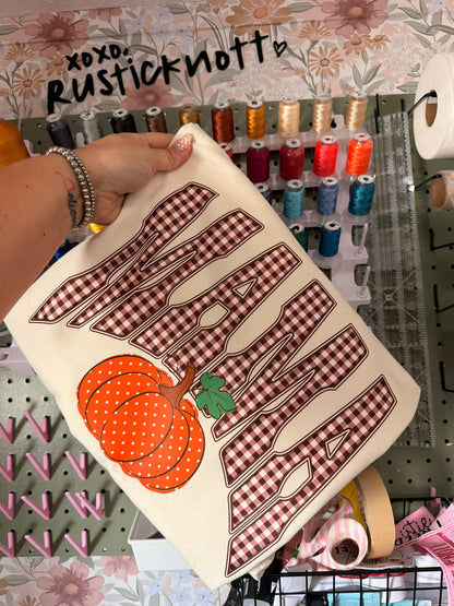 Mama Gingham Pumpkin I DTF