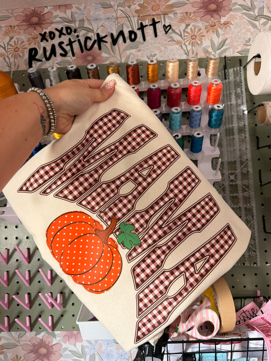 Mama Gingham Pumpkin I DTF