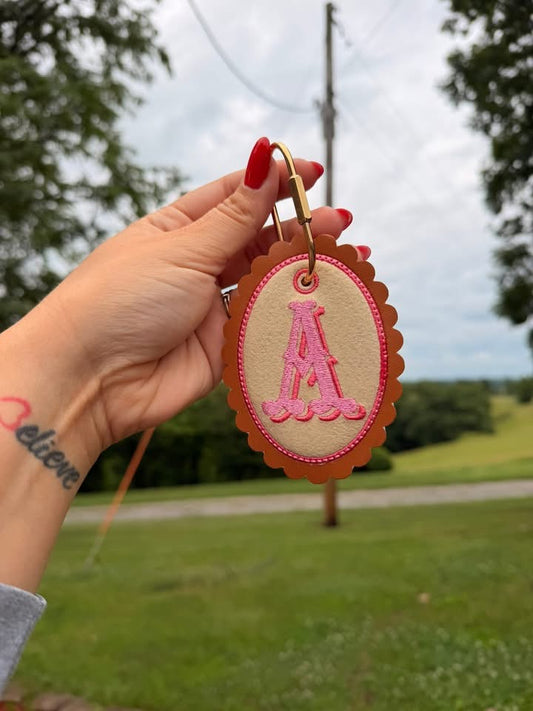 Inital Bag Tag w/ metal ring