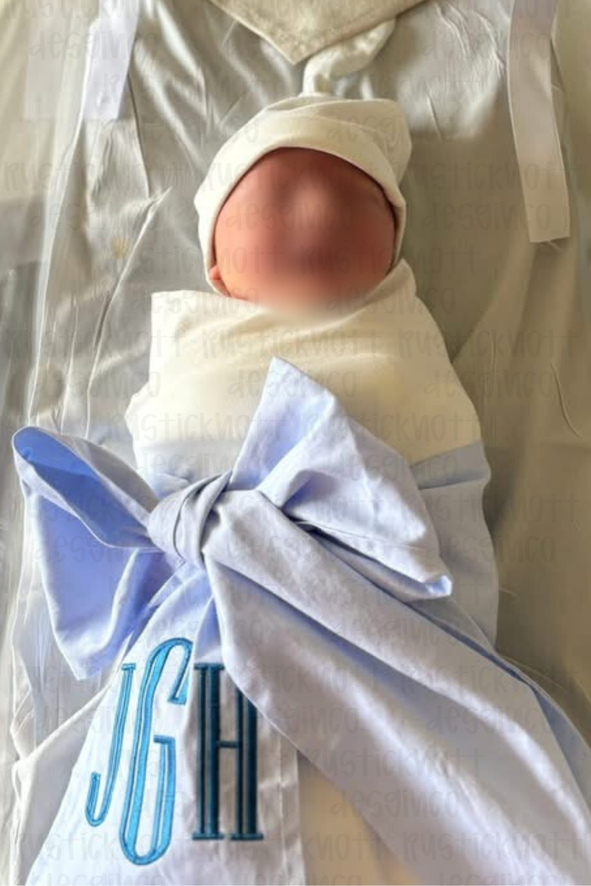 Monogrammed Newborn Sash Blanket