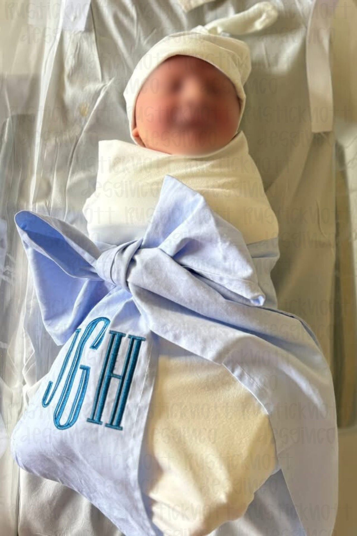 Monogrammed Newborn Sash Blanket