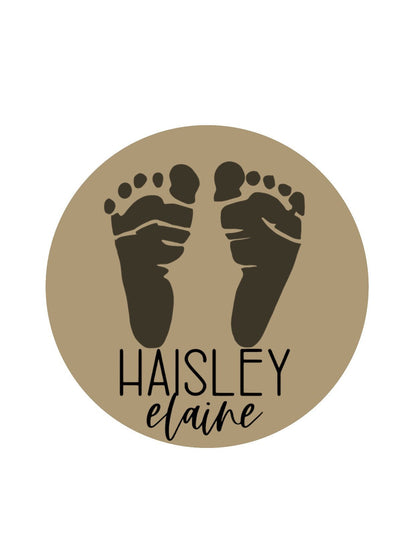 Footprint Ready Birth Announcement Name Circle
