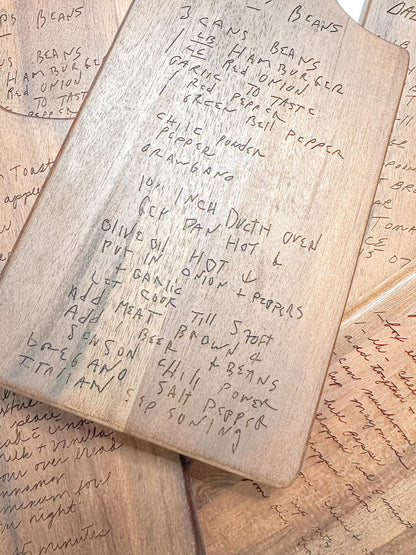 Handwritten Recipe Cutting Board